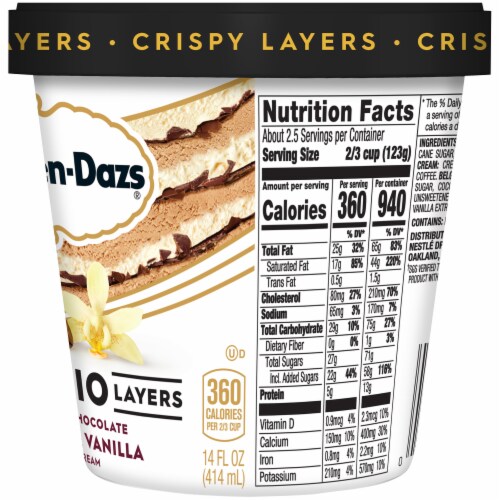 Haagen-Dazs Coffee & Vanilla Belgian Chocolate TRIO Crispy Layers Ice Cream Perspective: right