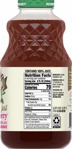 R.W. Knudsen Organic Just Cranberry Juice Perspective: right