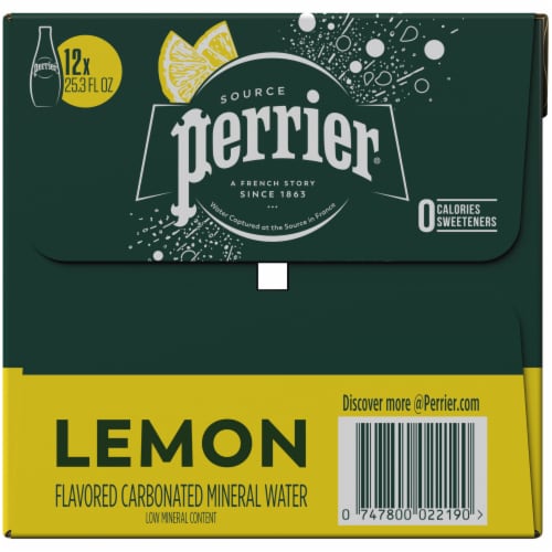 Perrier Lemon Flavored Sparkling Natural Mineral Water Perspective: right