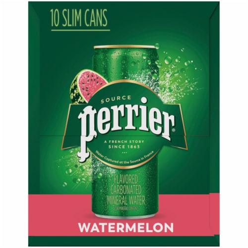 Perrier® Watermelon Sparkling Natural Mineral Water 10 Cans Perspective: right