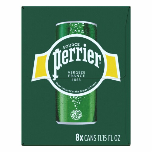 Perrier Sparkling Water Sleek Cans Perspective: right