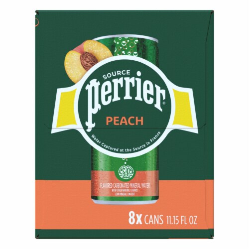 Perrier Peach Flavored Carbonated Mineral Water Perspective: right