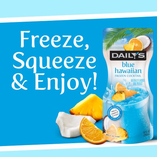 Daily's Blue Hawaiian Frozen Ready to Drink Cocktail Single Pouch Perspective: right