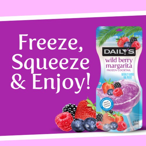 Daily's Wild Berry Frozen Margarita Ready to Drink Cocktail Single Pouch Perspective: right