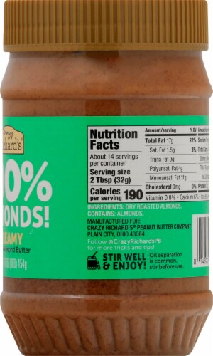 Crazy Richard's® 100% Almonds Creamy Natural Almond Butter Perspective: right
