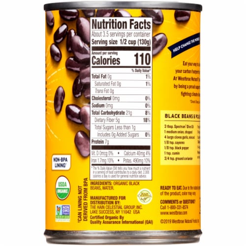 Westbrae Natural® Organic Black Beans Perspective: right