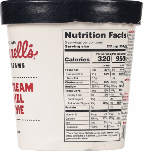 McConnell's Sweet Cream Caramel Brownie Ice Cream Pint Perspective: right
