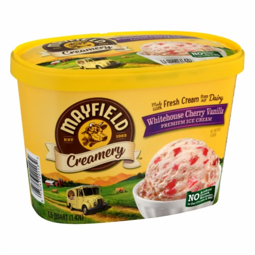 Mayfield Creamery Whitehouse Cherry Vanilla Ice Cream Tub Perspective: right