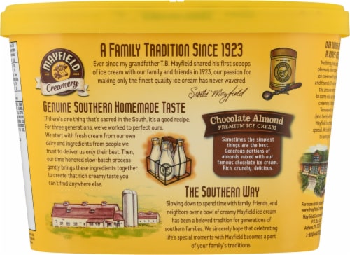 Mayfield Creamery® Chocolate Almond Ice Cream Tub Perspective: right