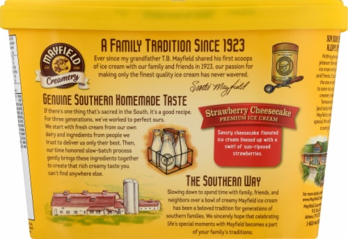 Mayfield Creamery® Strawberry Cheesecake Ice Cream Tub Perspective: right