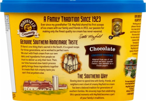 Mayfield Creamery® Lowfat Chocolate Frozen Yogurt Tub Perspective: right