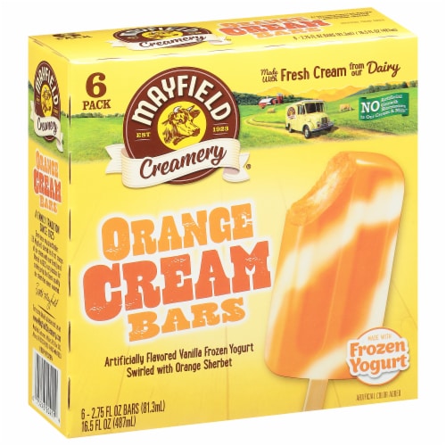 Mayfield Creamery Orange Cream Frozen Yogurt and Orange Sherbet Ice Cream Bars Perspective: right