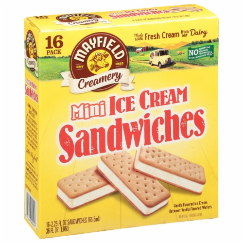 Mayfield Creamery Mini Vanilla Ice Cream Sandwiches Perspective: right