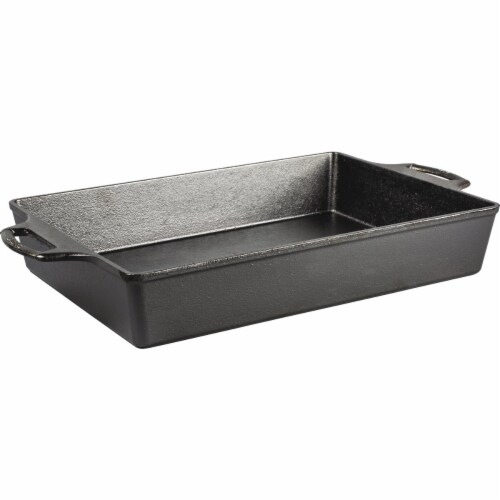 Lodge Baking Pan Seasoned Cast Iron Casserole Pan Perspective: right