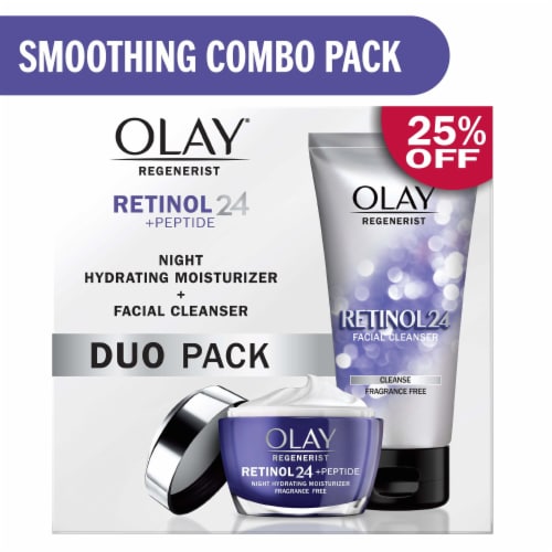 Olay Regenerist Face wash + Facial Moisturizer Duo Pack with Retinol 24 +Peptides Perspective: right