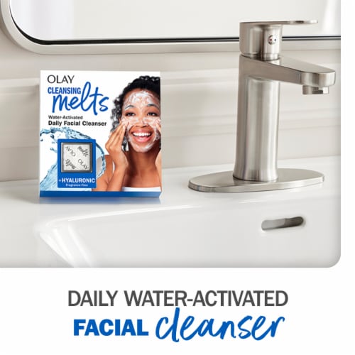 Olay Cleansing Melts + Hyaluronic Face Cleanser, Water-Activated Face Wash Perspective: right