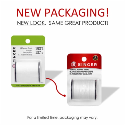 Singer® All-Purpose Polyester Thread - White Perspective: right