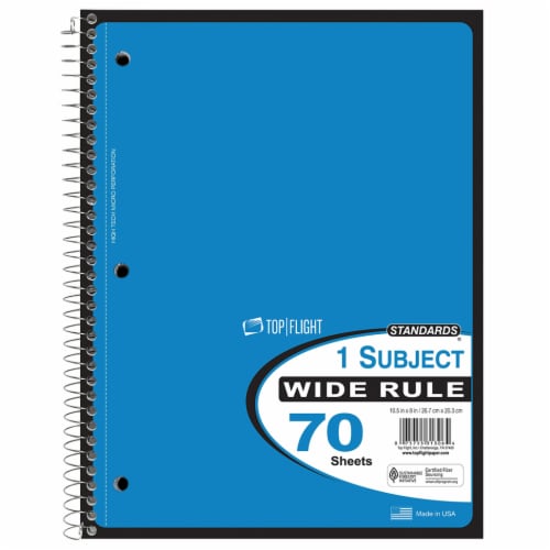 Top Flight Wide Ruled 1-Subject Notebook Perspective: right