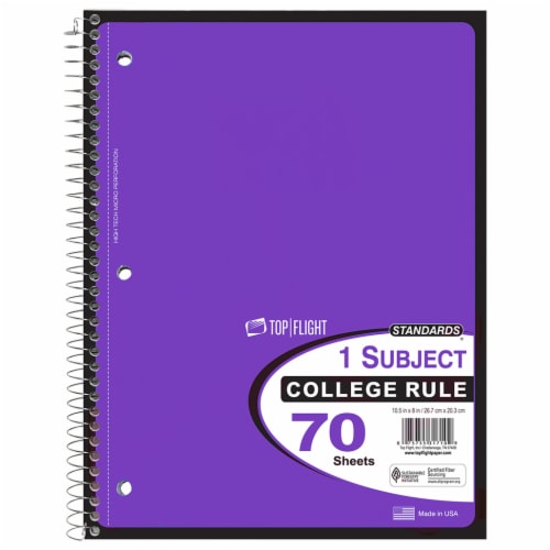Top Flight College Ruled 1-Subject Notebook - Assorted Perspective: right