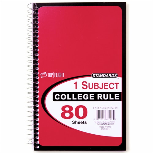 Top Flight College Rule 1-Subject Notebook - Colors May Vary Perspective: right