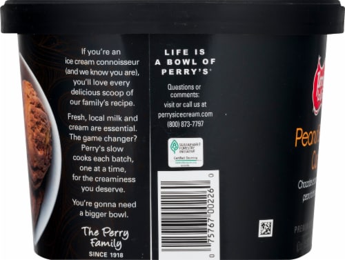 Perry's Ice Cream® Peanut Butter Cup Ice Cream Tub Perspective: right