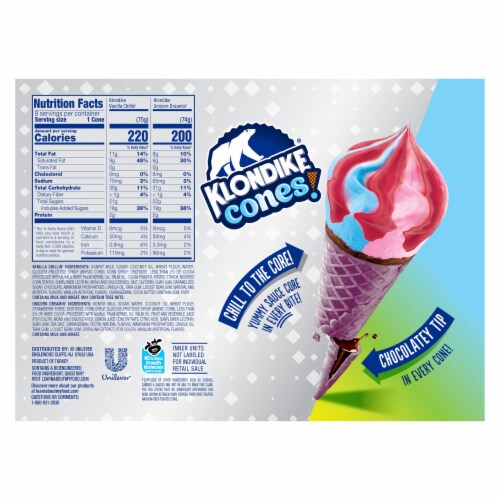 Klondike Unicorn Dreamin' & Vanilla Chillin' Frozen Dairy Dessert Cone Perspective: right