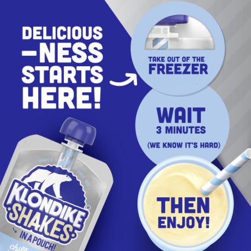 Klondike® Shakes Vanilla Milkshake Ice Cream Pouches Perspective: right