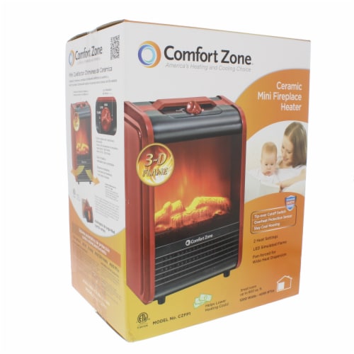 Comfort Zone® Mini Ceramic Tabletop Electric Fireplace Heater Perspective: right