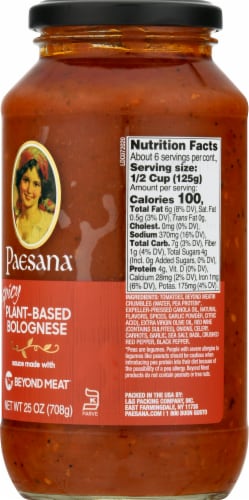 Paesana Spicy Plant-Based Bolognese Sauce Perspective: right