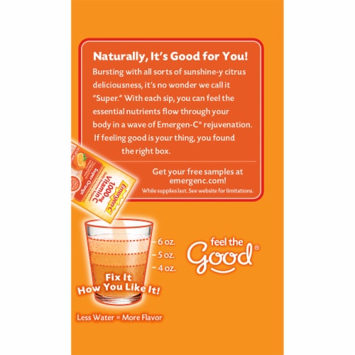 Emergen-C Vitamin C Immune Support Super Orange Flavored Fizzy Drink Mix Packets 1000mg Perspective: right
