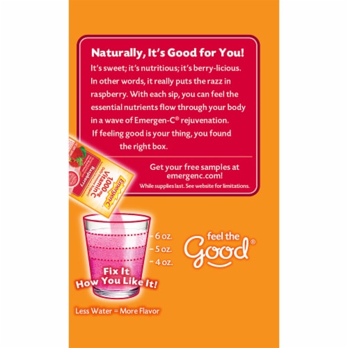 Emergen-C Raspberry Vitamin C Immune Support Fizzy Drink Mix Packets 1000mg Perspective: right