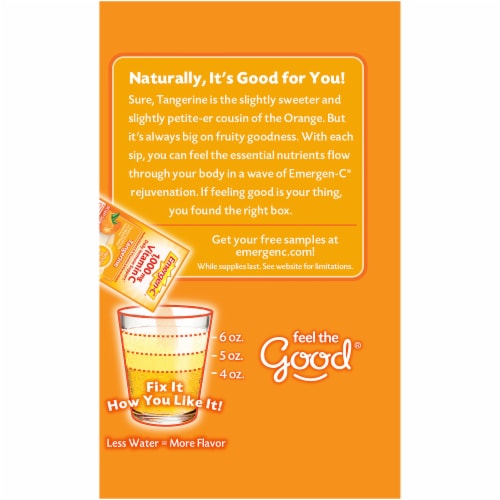Emergen-C Tangerine Dietary Supplement Drink Mix Packets 1000mg Perspective: right
