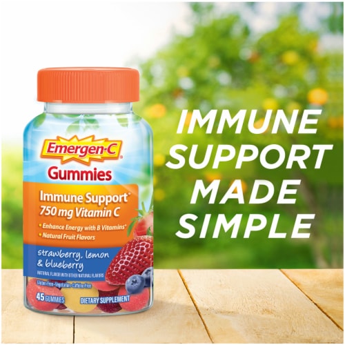 Emergen-C Adult Vitamin Immune Support Strawberry Lemon Blueberry Gummies Perspective: right