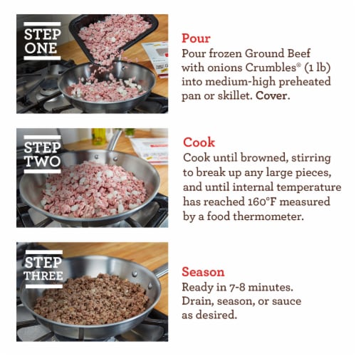 Pound of Ground® Crumbles® Frozen Ground Beef with Onions Perspective: right