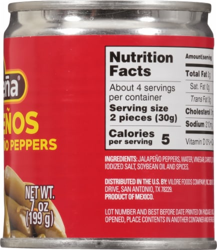 La Costena Whole Pickled Jalapeno Peppers Perspective: right