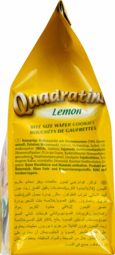 Loacker Quadratini Lemon Bite Size Wafer Cookies Perspective: right