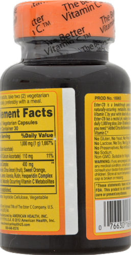 American Health Ester-C 500 mg with Citrus Bioflavonoids Vegetarian Supplement Perspective: right