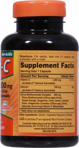 American Health Ester-C Citrus Bioflavonoids 1000mg Perspective: right