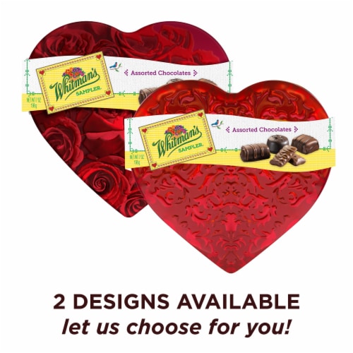 WHITMAN'S SAMPLER Valentine's Day Assorted Milk & Dark Chocolate Candy Floral Heart Gift Tin Perspective: right