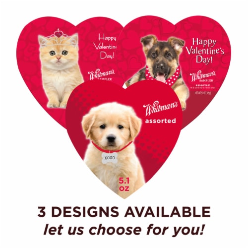WHITMAN'S SAMPLER Valentine's Day Fancy Pet Heart Assorted Milk & Dark Chocolate Gift Box Perspective: right
