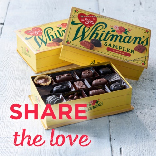 WHITMAN'S SAMPLER Valentine's Day Assorted Milk & Dark Chocolate Candy Gift Box Perspective: right