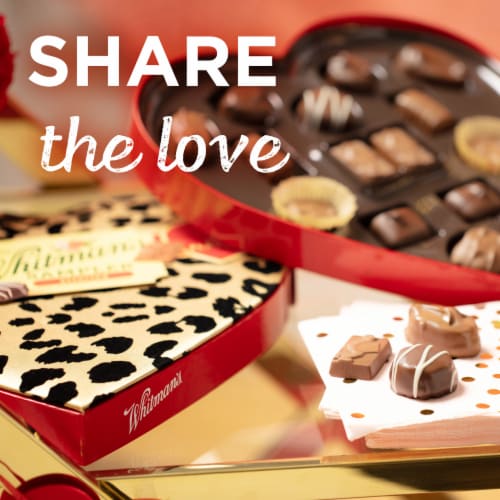 Valentine's Day Cheetah Heart Assorted Milk & Dark Chocolate Candy Gift Box Perspective: right