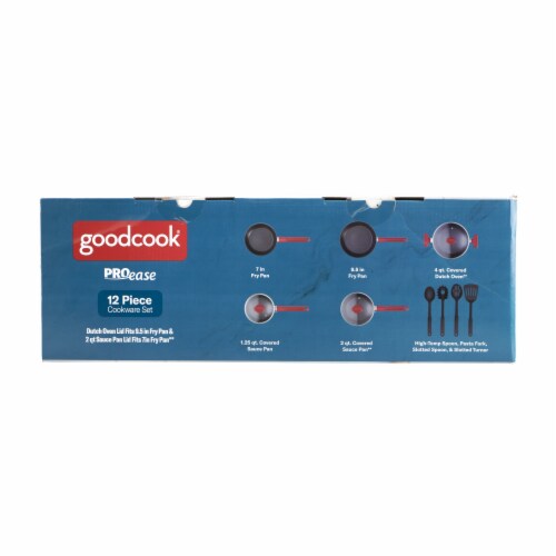 GoodCook ProEase Nonstick 12 Piece Cookware Set with Utensils, Black Perspective: right