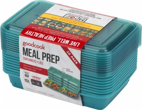 GoodCook® Meal Prep Two-Compartment Food Storage Containers - Turquoise Perspective: right