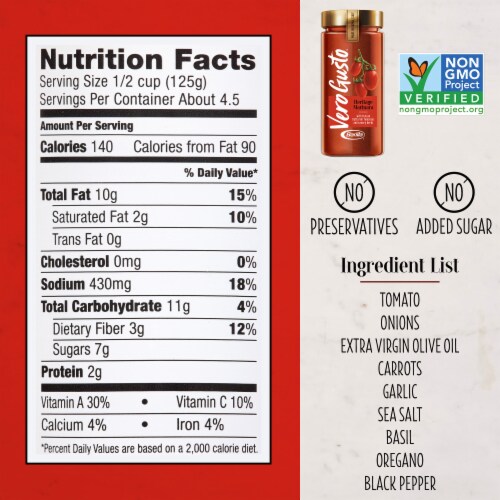 Barilla® Vero Gusto™ Heritage Marinara Non-GMO Verified Pasta Sauce Perspective: right