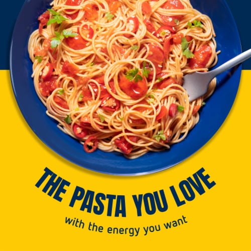 Barilla Protein+ (Plus) Angel Hair Pasta Non-GMO and Kosher Certified Plant Based Protein Pasta Perspective: right