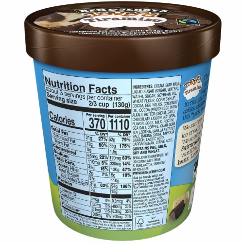 Ben & Jerry's Topped Tiramisu with Fudge Swirls Ice Cream Pint Perspective: right