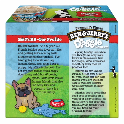 Ben & Jerry's Pontch's Mix Peanut Butter & Pretzel Swirls Frozen Dog Treat Cups Perspective: right