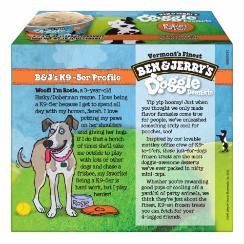 Ben & Jerry's Rosie's Batch Pumpkin & Mini Cookies Frozen Dog Treat Cups Perspective: right
