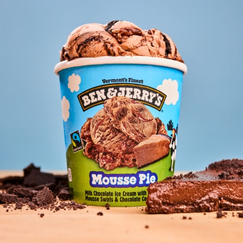 Ben & Jerry's Mousse Pie Chocolate Ice Cream Pint Perspective: right